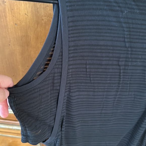 Lululemon black on black striped tank w/ built in crop tank under. Lightly worn. - Picture 3 of 4